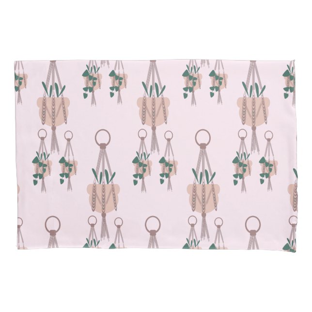 Hanging House Plants Pink Pillow Case (Front)