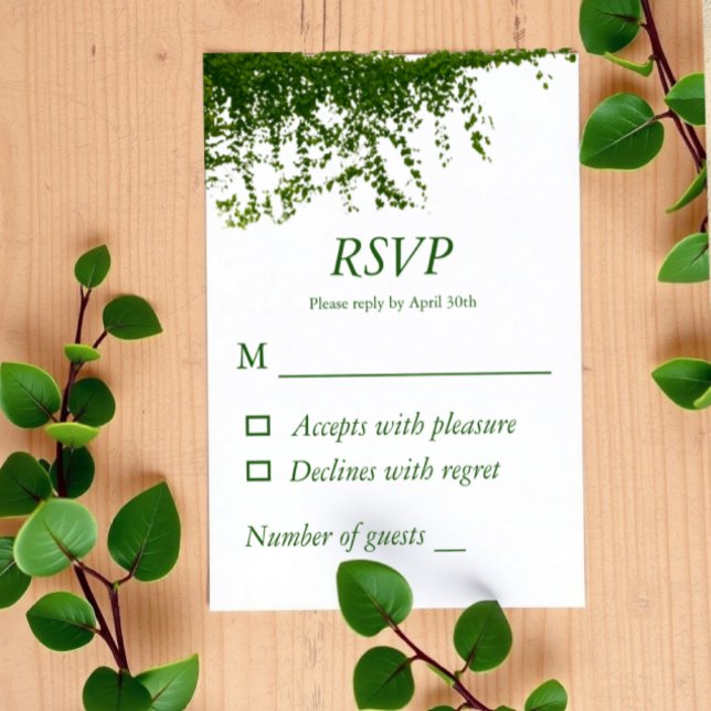Hanging Ivy Greenery Wedding RSVP Card (Creator Uploaded)