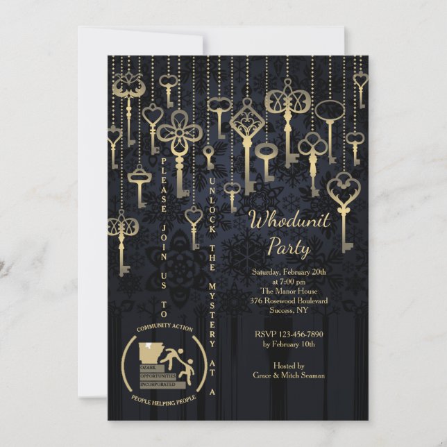 Hanging Keys Whodunit Custom Invitation (Front)