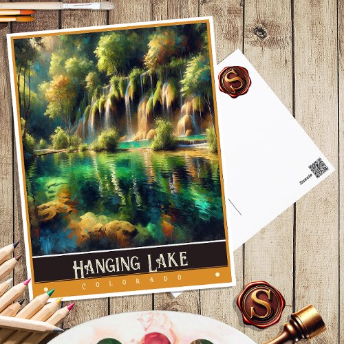 Hanging Lake Colorado  Vintage Painting Postcard