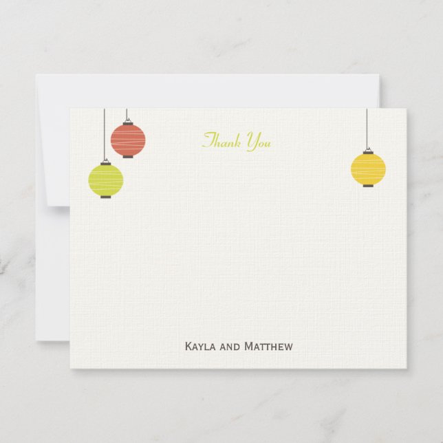 Hanging Lanterns Flat Thank You Card (Front)