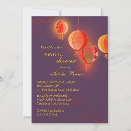 Modern Asian Lantern Fall Bridal Shower Invitation