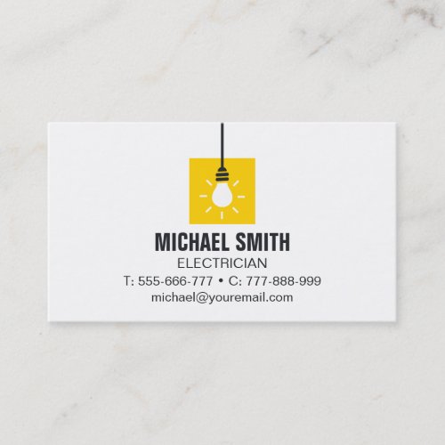 Hanging Light Bulb Icon Electrician Business Card