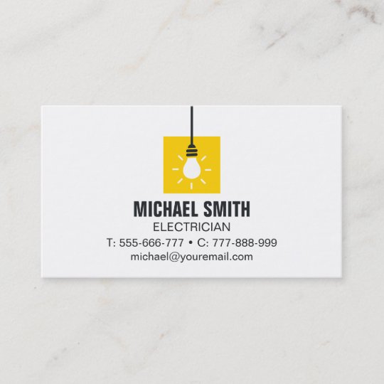 Hanging Light Bulb Icon Electrician Business Card | Zazzle.com