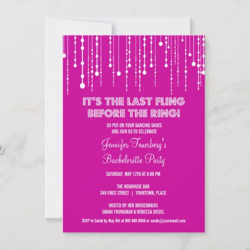Hanging Lights Bachelorette Party Invitation