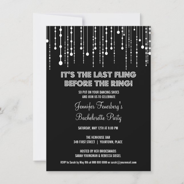Hanging Lights Bachelorette Party Invitation (Front)