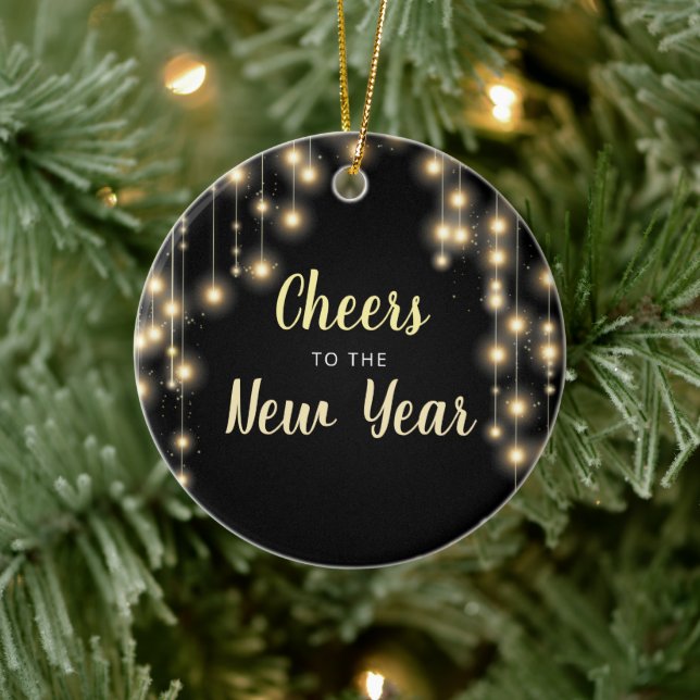 Hanging Lights New Year's Eve Holiday Ceramic Ornament (Tree)