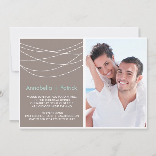Hanging Lights Rehearsal Dinner Photo Invitation (Front)