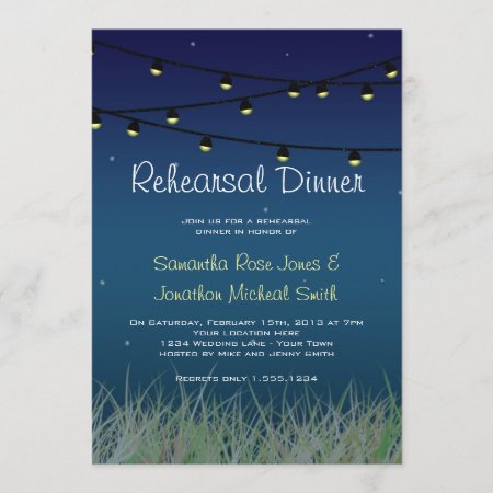 Hanging Lights Rehearsal Dinner Under The Stars Invitation