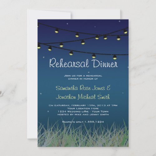 Hanging Lights Rehearsal Dinner Under the Stars Invitations