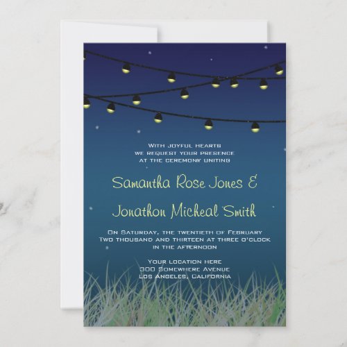 Hanging Lights Wedding Night Under the Stars Personalized Invite