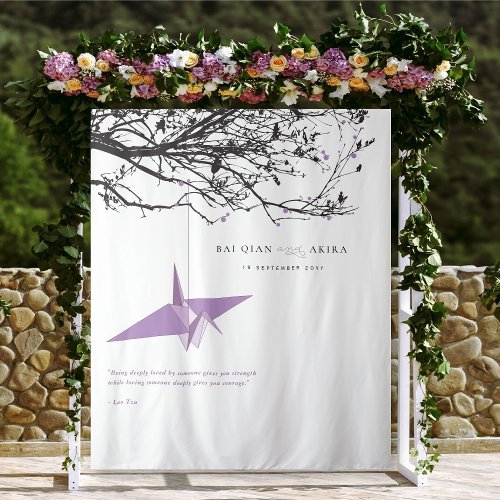 Hanging Lilac Paper Crane Wedding Photo Backdrop