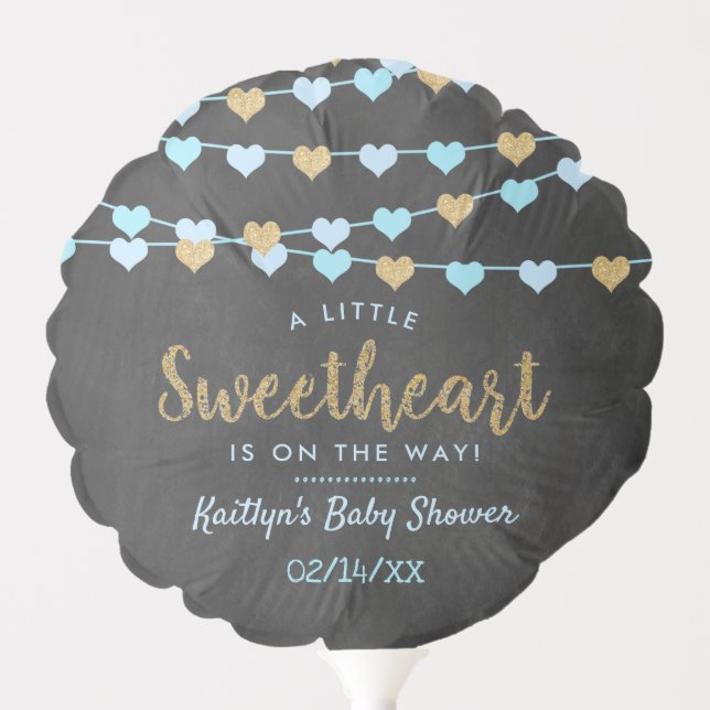 Hanging Love Hearts Little Sweetheart Baby Shower Balloon (Front)