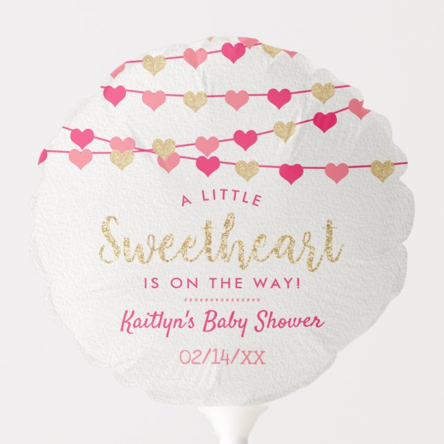 Hanging Love Hearts Little Sweetheart Baby Shower Balloon (Front)