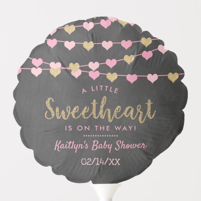 Hanging Love Hearts Little Sweetheart Baby Shower Balloon (Front)
