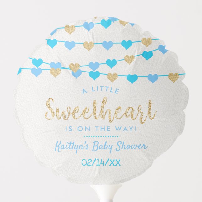 Hanging Love Hearts Little Sweetheart Baby Shower Balloon (Front)