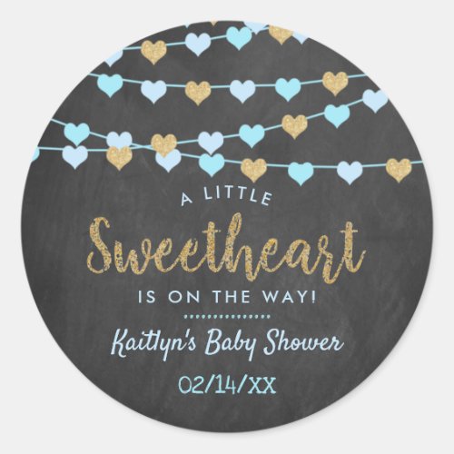 Hanging Love Hearts Little Sweetheart Baby Shower Classic Round Sticker