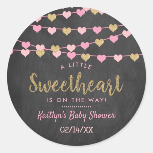Hanging Love Hearts Little Sweetheart Baby Shower Classic Round Sticker