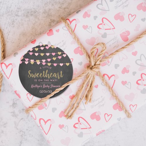 Hanging Love Hearts Little Sweetheart Baby Shower Classic Round Sticker