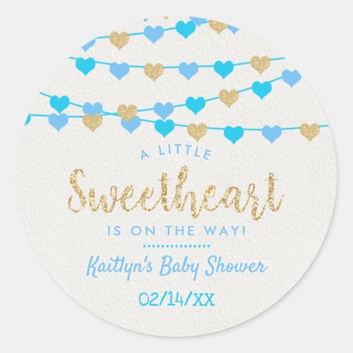 Hanging Love Hearts Little Sweetheart Baby Shower Classic Round Sticker