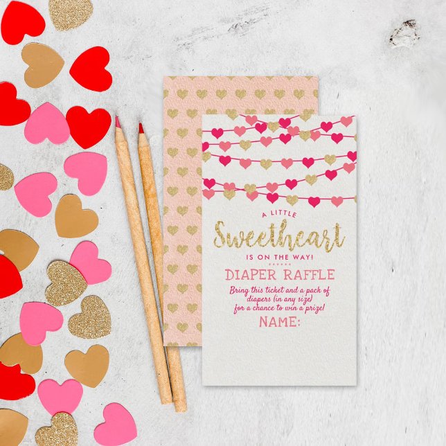 Hanging Love Hearts Little Sweetheart Baby Shower Enclosure Card (Creator Uploaded)