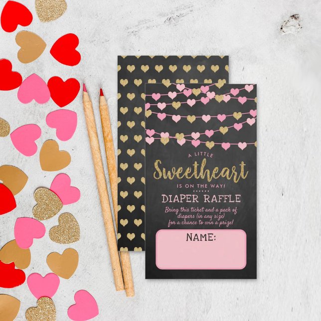 Hanging Love Hearts Little Sweetheart Baby Shower Enclosure Card (Creator Uploaded)