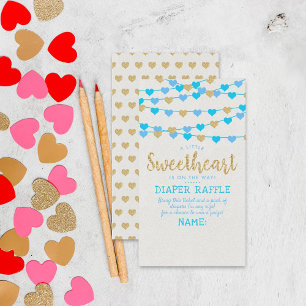 Hanging Love Hearts Little Sweetheart Baby Shower Enclosure Card