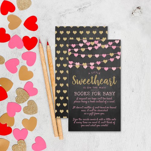 Hanging Love Hearts Little Sweetheart Baby Shower Enclosure Card