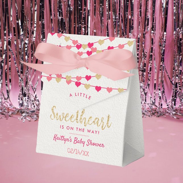 Hanging Love Hearts Little Sweetheart Baby Shower Favor Boxes (Creator Uploaded)