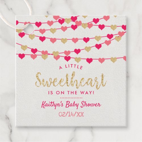 Hanging Love Hearts Little Sweetheart Baby Shower Favor Tags