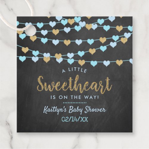 Hanging Love Hearts Little Sweetheart Baby Shower Favor Tags