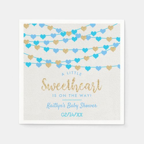Hanging Love Hearts Little Sweetheart Baby Shower Napkins