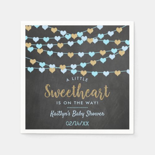 Hanging Love Hearts Little Sweetheart Baby Shower Napkins