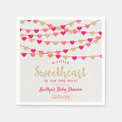 Hanging Love Hearts Little Sweetheart Baby Shower Napkins