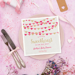 Hanging Love Hearts Little Sweetheart Baby Shower Napkins