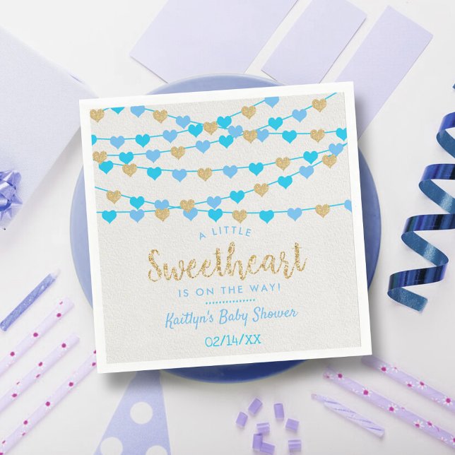 Hanging Love Hearts Little Sweetheart Baby Shower Napkins (Creator Uploaded)