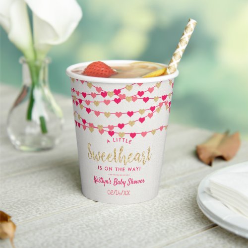 Hanging Love Hearts Little Sweetheart Baby Shower Paper Cups