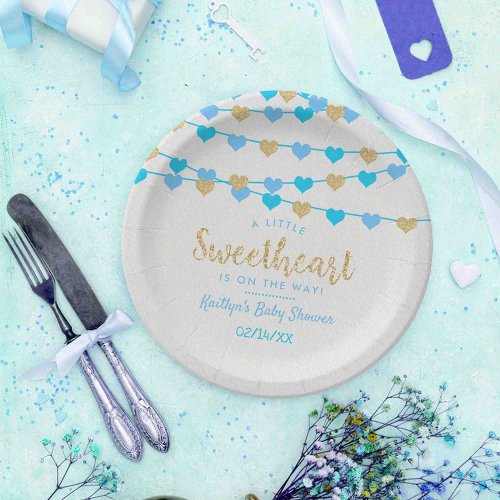 Hanging Love Hearts Little Sweetheart Baby Shower Paper Plates