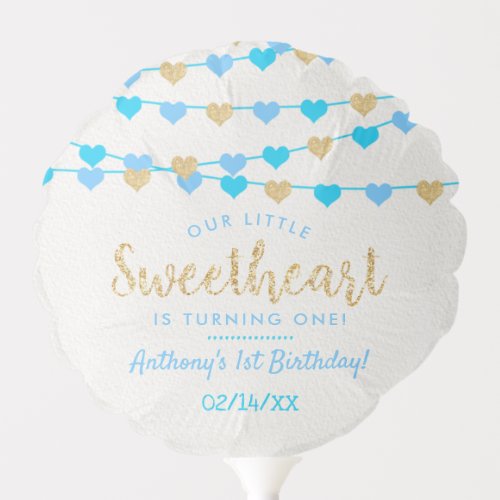 Hanging Love Hearts Little Sweetheart Birthday Balloon