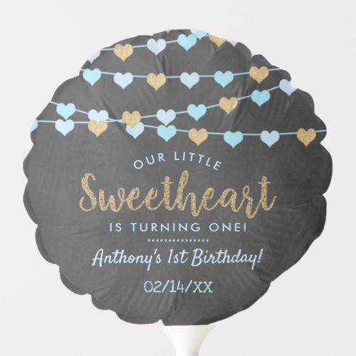Hanging Love Hearts Little Sweetheart Birthday Balloon