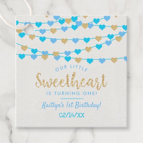 Hanging Love Hearts Little Sweetheart Birthday Favor Tags