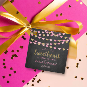 Hanging Love Hearts Little Sweetheart Birthday Favor Tags