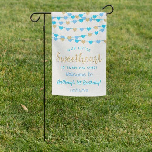 Hanging Love Hearts Little Sweetheart Birthday Garden Flag