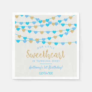 Hanging Love Hearts Little Sweetheart Birthday Napkins