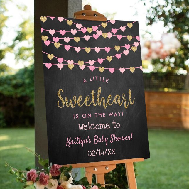 Hanging Love Hearts Sweetheart Baby Shower Welcome Foam Board (Creator Uploaded)