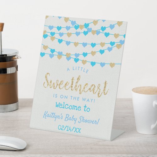 Hanging Love Hearts Sweetheart Baby Shower Welcome Pedestal Sign