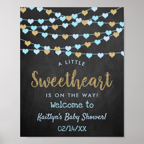 Hanging Love Hearts Sweetheart Baby Shower Welcome Poster