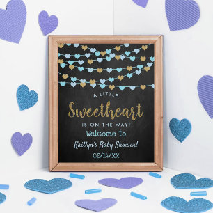 Hanging Love Hearts Sweetheart Baby Shower Welcome Poster