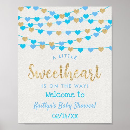 Hanging Love Hearts Sweetheart Baby Shower Welcome Poster