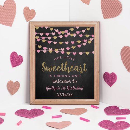 Hanging Love Hearts Sweetheart Birthday Welcome Poster